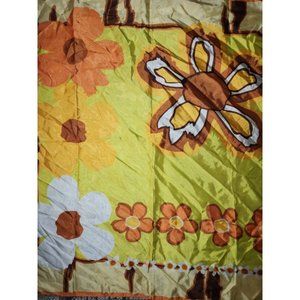 Vintage Beeline MOD Flowers Yellow Brown Orange stitched hem Made in Italy